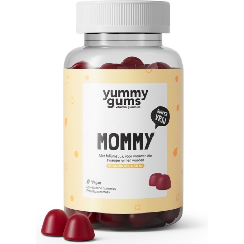 Yummygums Mommy zwanger - goede dosering Foliumzuur & Vitamine D3 - Prenatal - 60 lekkere suikervrije vegan gummies