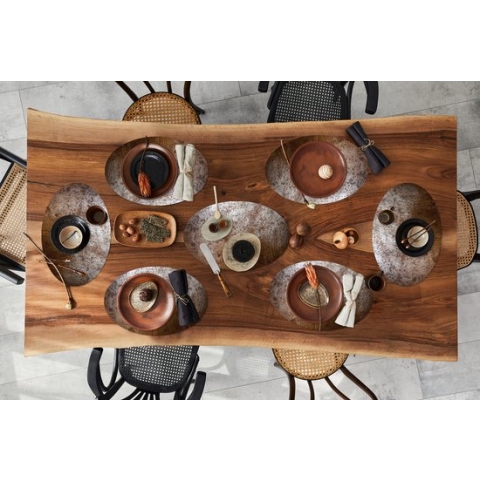 Placemats ovaal - Onderleggers - Ovale placemats - Roest print - Zilver - Metaal - 8 stuks