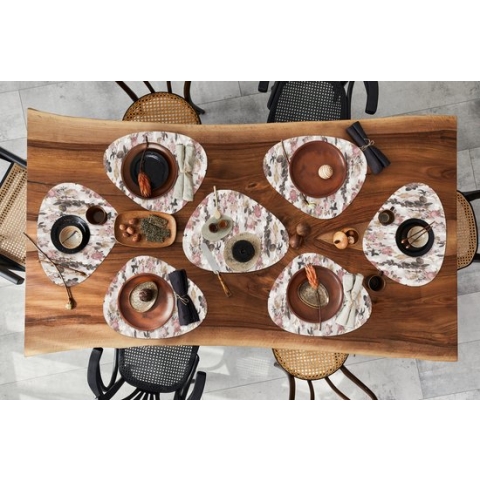 Placemat organisch - Placemats organic - Onderleggers - Patroon - Bloem - Roze - 8 stuks