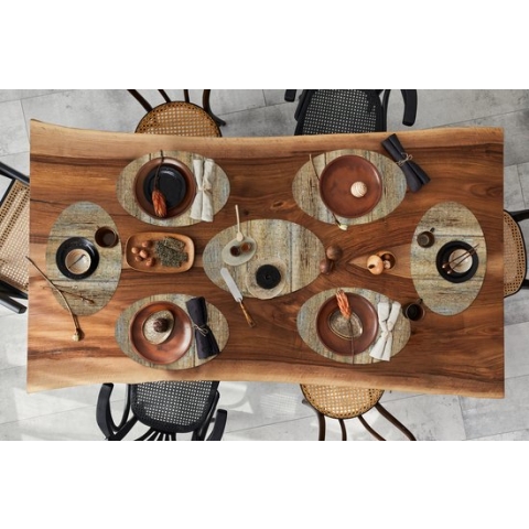 Placemats ovaal - Onderleggers - Ovale placemats - Vintage - Plank - Hout - Roest print - Landelijk - 10 stuks