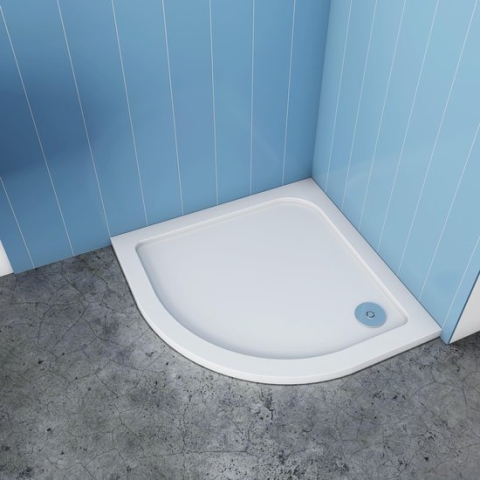 Serie Daisy - Douchebak - Wit - 80x80 - Kwartrond - Polystone - Excl. Sifon Daisy