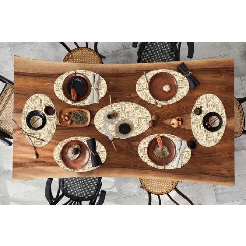 Placemats ovaal - Onderleggers - Ovale placemats - Patronen - Huis - Skyline - 10 stuks