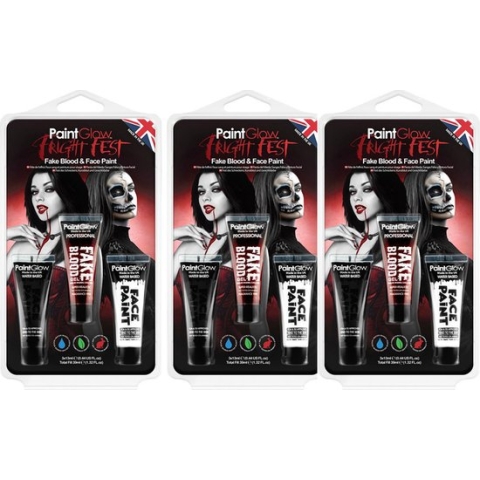 Paint Glow Nep bloed schmink/make up set - 3x - 3 kleuren - voor gezicht/lichaam