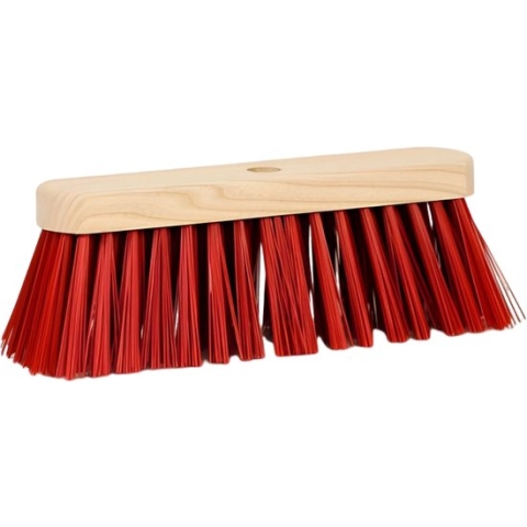 Straatbezem hout kunstvezel rood 29cm