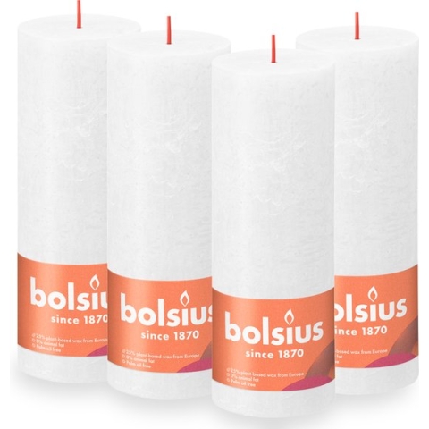 Bolsius - Rustieke Kaars - 4 Stuks - Wit - 19cm
