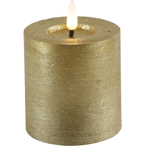 Countryfield Lyon LED kaars/stompkaars - goud - D7,5 x H8 cm - timer