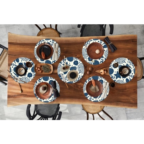 Ronde placemats - Onderlegger - Placemats rond - Schelpen - Strand - Blauw - Patroon - 8 stuks