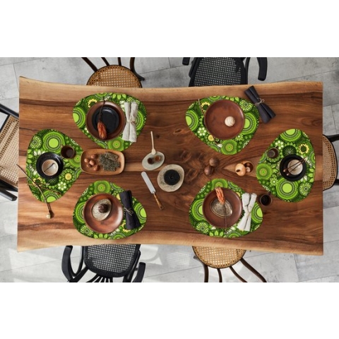 Placemat organisch - Placemats organic - Onderleggers - Bloemen - Groen - Patroon - 6 stuks