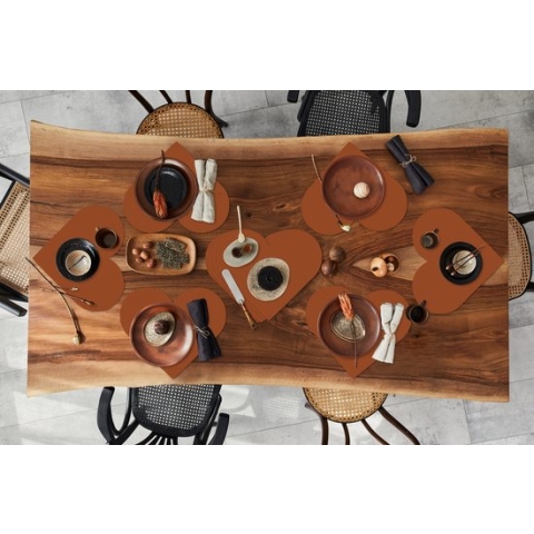 Onderleggers - Placemats - Placemats hartje - Terracotta - Bruin - Palet - Effen - Kleuren - Kleur - 10 stuks