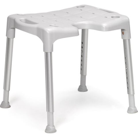 Douchestoel Design Etac Swift: Douchestoel Etac Swift 42–57 cm, taboeret, zonder rug-of armsteunen, grijs