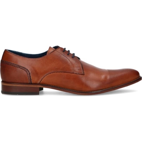 Manfield - Heren - Cognac veterschoenen - Maat 44