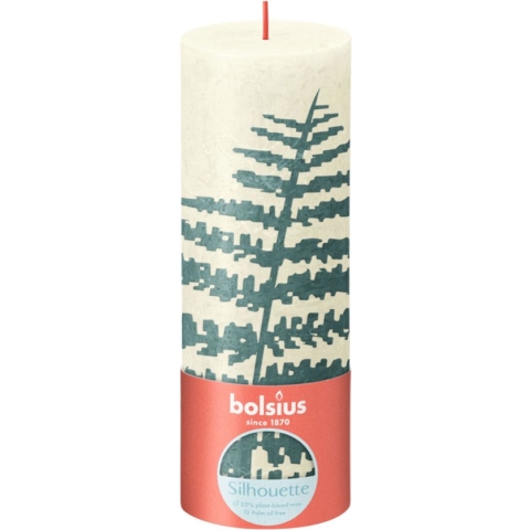 Rustiek printed stompkaars 190/68 Soft pearl fern