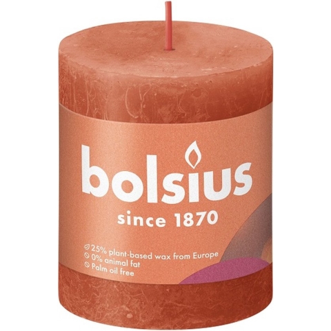 4 stuks Bolsius oranje rustiek stompkaarsen 80/68 (35 uur) Eco Shine Earthy Orange