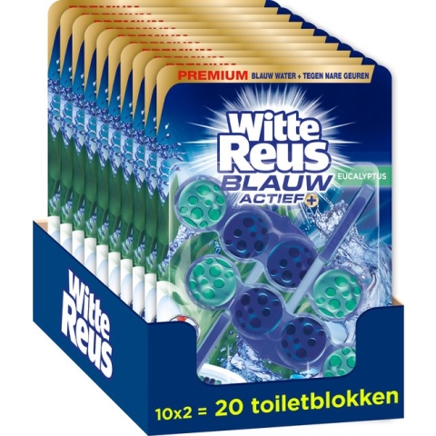 Witte Reus Blauw Actief Toiletblok - Eucalyptus - WC Blokjes Voordeelverpakking - 20 stuks