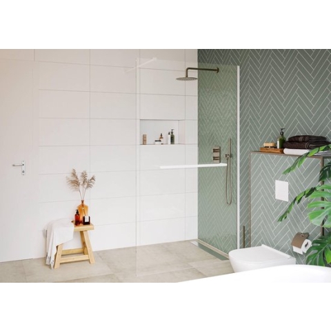 Saqu Modulo Inloopdouche - 100x210 cm - Veiligheidsglas - Inclusief Handdoekhouder - Mat Wit