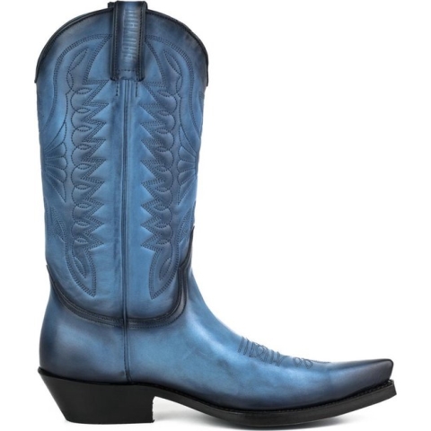 Mayura Boots 1920 / Blauw Spitse Cowboy Western Line Dance Dames Heren Laarzen Schuine Hak Echt Leer Maat EU 39