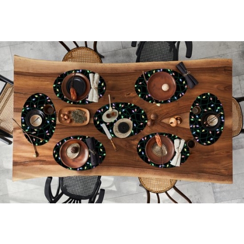 Placemats ovaal - Onderleggers - Ovale placemats - Lichtsnoer - Kerstmis - Pastel - Patronen - 8 stuks - Kerst - Cadeau - Kerstcadeau voor mannen, vrouwen en kinderen
