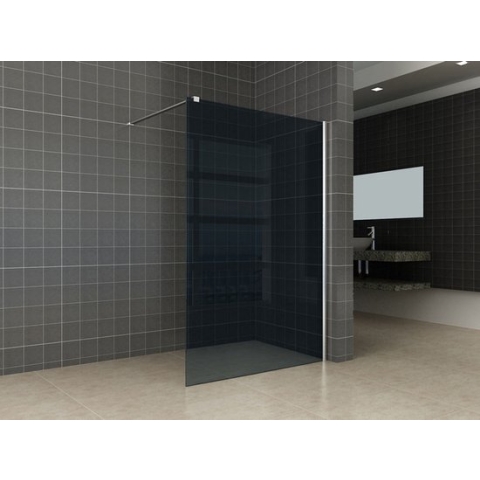 Bally Smoke Inloopdouche Met Chroom Profiel En Stabilisatiestang120x200cm 10mm Antikalk Veiligheidsglas Met NANO Coating Rookglas