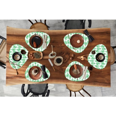 Placemat organisch - Placemats organic - Onderleggers - Patroon - Blad - Groen - 6 stuks
