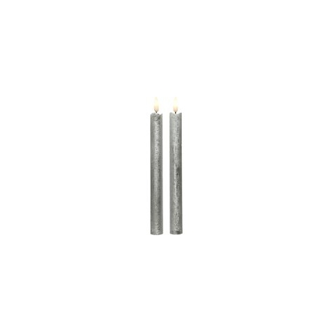 Kaarsen set van 8x stuks Led dinerkaarsen glitter zilver 24 cm - Woondecoratie - Elektrische kaarsen