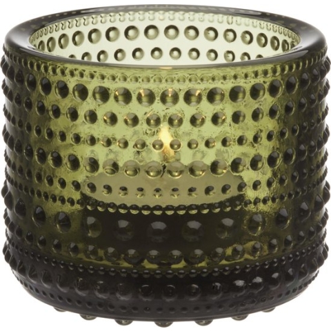 Iittala Kastehelmi Theelichthouder / Kaarshouder / Waxinelichthouder Glas - Sfeerlicht - Mosgroen - 64mm - 1 Stuk