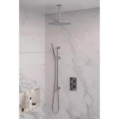 Inbouw Regendouche Set Brauer Chrome Edition Plafond Uitloop Ronde Hoofddouche 30 cm Met Glijstang