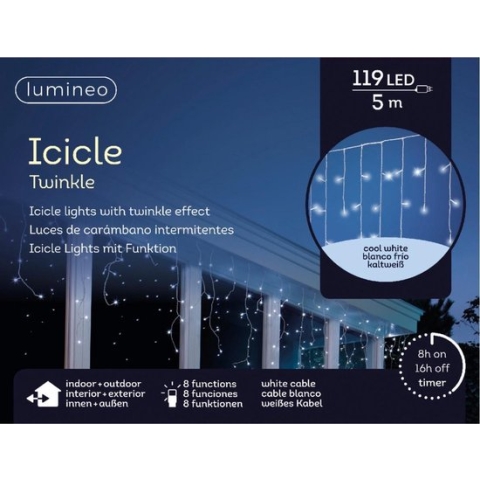 Lumineo Kerstverlichting - IJspegel - koel wit - 500 cm - 119 lampjes