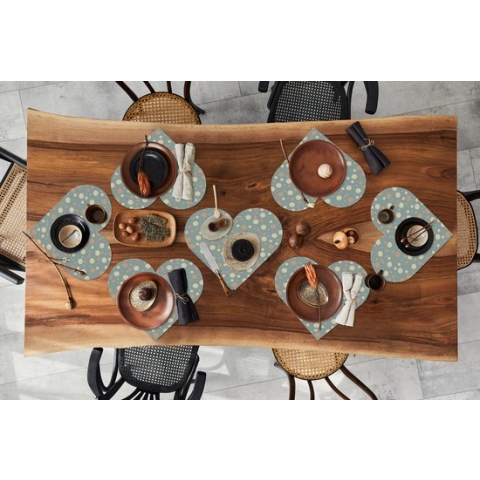 Onderleggers - Placemats - Placemats hartje - Stippen - Patroon - Grijs - 8 stuks