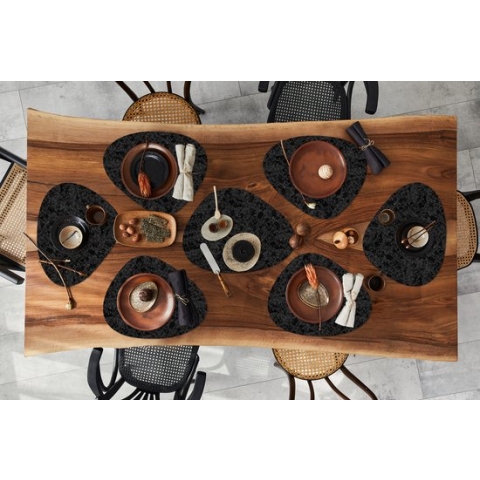 Placemat organisch - Placemats organic - Onderleggers - Zwart - Patronen - Graniet print - 10 stuks