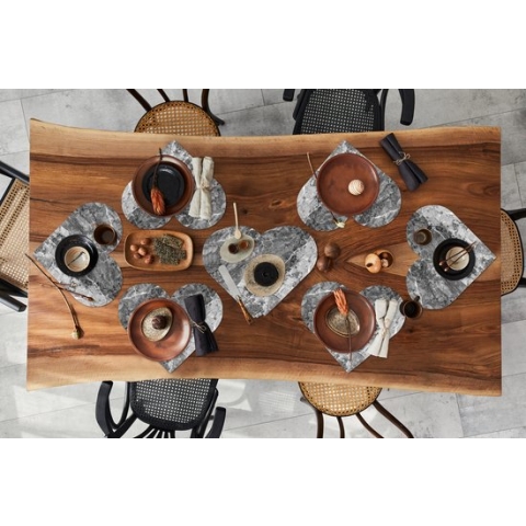 Onderleggers - Placemats - Placemats hartje - Kristallen - Grijs - Zwart - Graniet print - 10 stuks