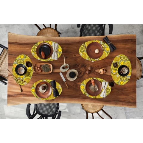 Placemats ovaal - Onderleggers - Ovale placemats - Zonnebloem - Patronen - Geel - 6 stuks
