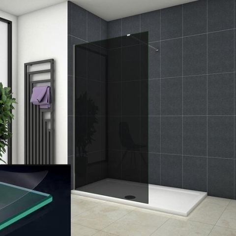 vrijstaande inloopdouche 100x200cm,douchescherm,10mm rookglas,veiligdheidsglas met explosie bestendige folie,nano easyclean antikalk