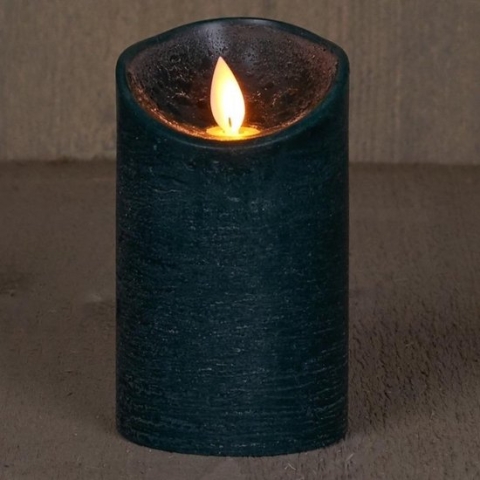 2x Antiek groene LED kaars / stompkaars 12,5 cm - Luxe kaarsen op batterijen met bewegende vlam