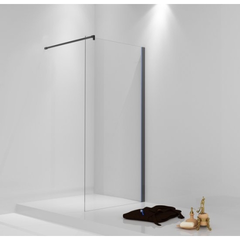 Aqua Royal - Douchewand - Inloopdouche - Easy Clean - 10mm - Veiligheidsglas - 100cm - Mat Zwart