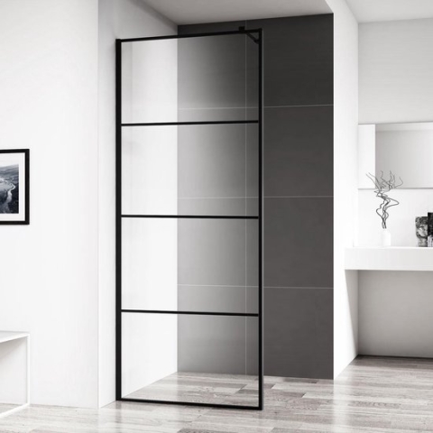 Inloopdouche Wiesbaden Horizon - 110 x 200cm - Incl. Zwarte Stabilisatiestang - Mat Zwart
