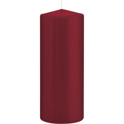 1x Bordeauxrode cilinderkaars/stompkaars 8 x 20 cm 119 branduren - Geurloze kaarsen - Woondecoraties