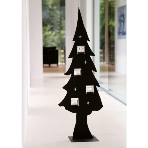 Kerstboom 160 cm - Zwart metalen Kerstboom - incl. stevige Glazen - Hoogte 160 cm