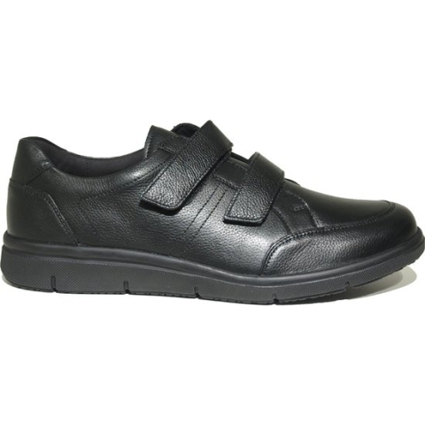 Solidus, 64500 00091, Zwarte heren klittenbandschoenen met stretch wijdte K