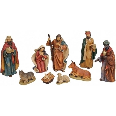Kerststal kerst versiering figuren van polystone 9x