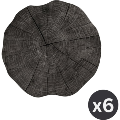 Placemat TOGO TREE TRUNK, SET/6, dia 38cm, grijs