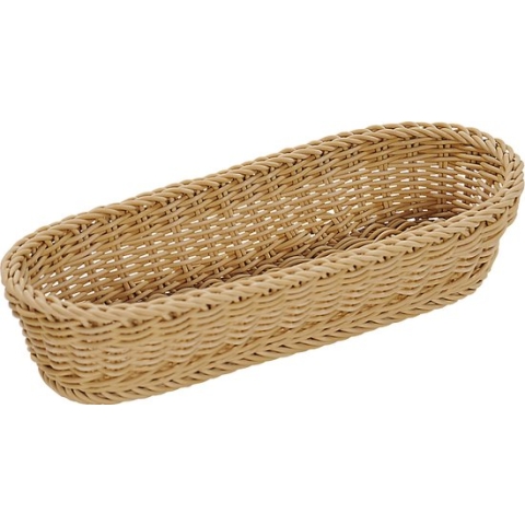 Gevlochten stokbrood broodmand langwerpig 41 x 16 x 7 cm - Tafel dekken - Stokbroodmanden/stokbroodschalen - Broodmanden