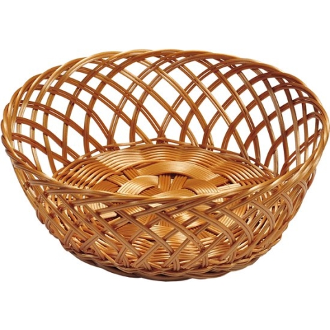 Gevlochten fruitmand/broodmand rond 28 x 11 cm - Tafel dekken - Fruitmanden/fruitschalen - Broodmanden