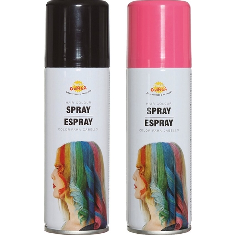 Fiesta Guirca Carnaval verkleed haar verf/spray - zwart en roze - spuitbus - 125 ml