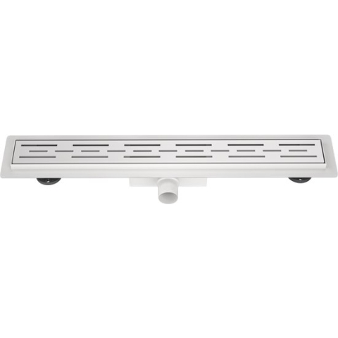 Mat wit RVS Douchegoot compleet met flens 80x7x6,7cm standaard rooster