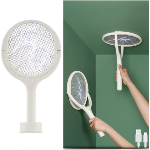 BUGZILLA elektrische vliegenmepper Vliegenverdelger Roterende kop Type-C Oplaadbare vliegenvanger  Muggenverdelger Wespenverdelger Insectenverdelger Afweermiddel
