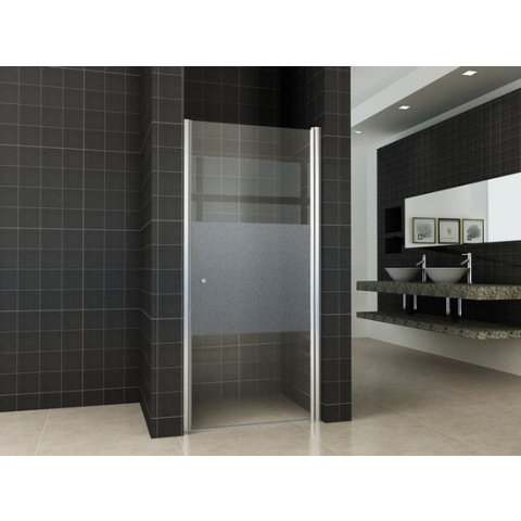 Bally Partly Nisdeur Draaideur Rechtsdraaiend Met Profiel 100x200cm 8mm Antikalk Veiligheidsglas Met NANO Coating Gedeeltelijk Matglas