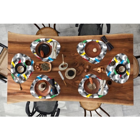 Placemat organisch - Placemats organic - Onderleggers - Honden - Teckel - Patronen - 6 stuks