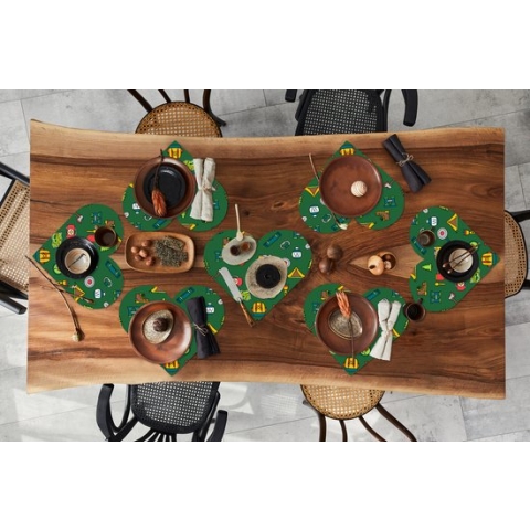 Onderleggers - Placemats - Placemats hartje - Kamperen - Tent - Bijl - Backpack - 8 stuks