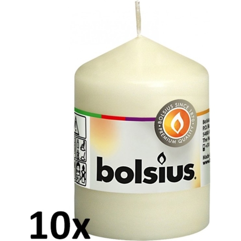 10 stuks Bolsius ivoor stompkaarsen 80/60 (22 uur)