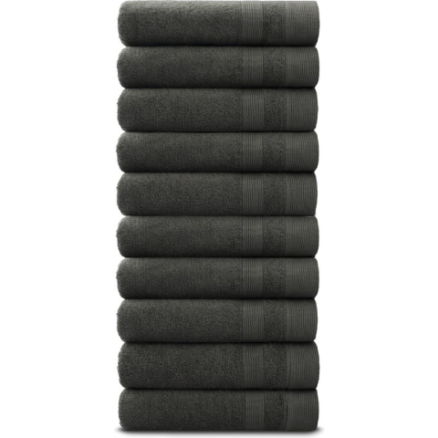 PandaHome - Handdoeken - 10 delig - 10 Handdoeken 50x100 cm - 100% Katoen - Antraciet Handdoek - Handdoeken katoen